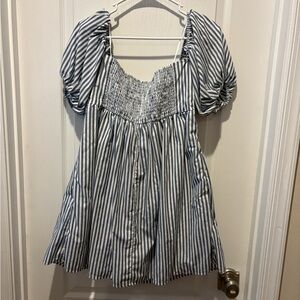 Blue and White Striped romper